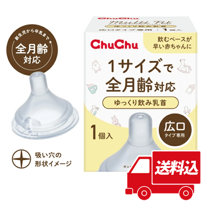 送料込]チュチュ マルチフィット 広口タイプ ゆっくり飲み乳首 1個入